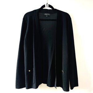 Jones New York Womens Dark Navy Blue Open Front Gold Tone Button Cardigan Sz XL